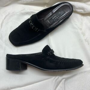 Stuart Weitzman Black Sued Mule Loafers Size 9